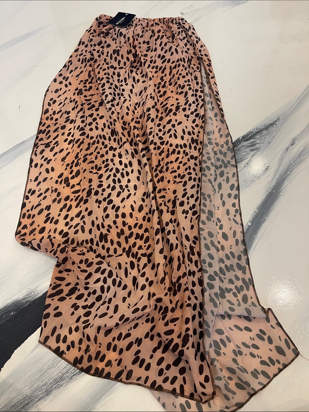 PrettyLittleThing Brown and Black Leopard High-Low Skirt